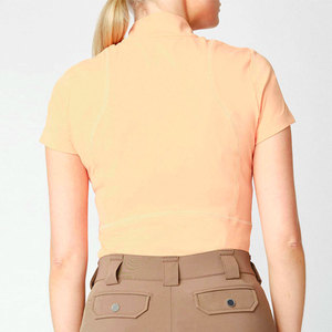 Haut de sport équestre pour femme, à manches longues, couleur unie, séchage rapide, en spandex, tricoté, extensible, coupe longue, avec fourrure - Product Image 4