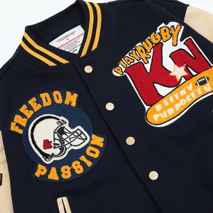 Hot Selling Men's High Quality Wool Varsity Jacket with Stylish Warm Wool Sleeves OEM Customizable All-Season Outerwear - Product Image 5