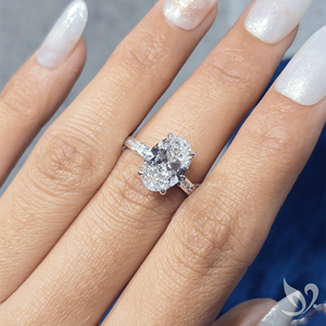 แหวนเพชรทรงรี 3 กะรัต เพาะเลี้ยงในห้องปฏิบัติการ รับรองโดย IGI ประดับเพชรแบบช่องและแบบฝังเต็มวง ตัวเรือนทองคำขาว 10K แหวนหมั้น - Product Image 4