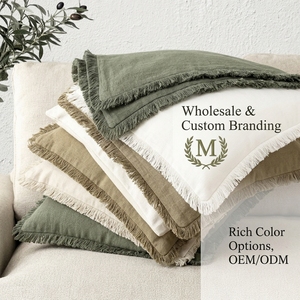 Housse de <span class=keywords><strong>coussin</strong></span> carrée en lin à franges style bohème, décorative pour canapé d'hôtel et chambre à coucher, vente en gros OEM - Product Image 5