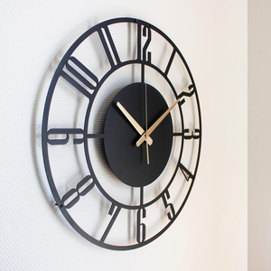 Horloge murale en métal contemporaine, design moderne à cadre ouvert, horloge décorative pour l'intérieur de la maison, décoration murale élégante pour le salon - Product Image 2