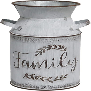 Galvanized Milk Can with Greetings, Antique Retro Vase Metal Planter Rustic Vintage Primitive Flower Holder Farmhouse Planter - Product Image 2