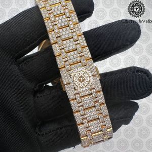 Montre à quartz analogique de luxe Charm_Jewells Tonneau sertie de diamants, 40 mm, bracelet en acier inoxydable jaune or, fermoir pliant, pour homme - Product Image 5