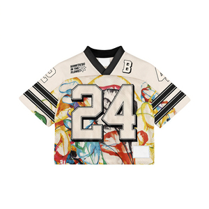 Custom <b>Mesh</b> <b>Crop</b> Football Jersey Women Graphic Number Sports <b>Top</b> Breathable Streetwear Team Wear OEM - Product Image 2