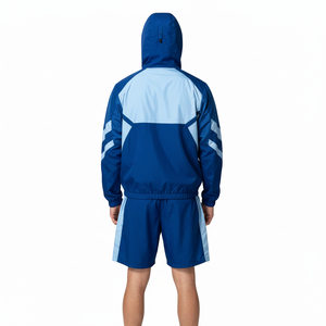 Conjunto de verano para hombre, traje de dos piezas con cremallera, blusa de poliéster, pantalón jogger y chaqueta corta. - Product Image 3