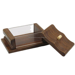 Boîte cendrier en bois avec couvercle supérieur Transparent bouton en laiton meilleur cadeau cendrier à cigarettes pour bureau cendrier étanche à l'air avec couvercle hermétique - Product Image 6