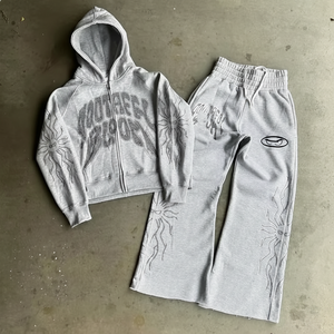 Ensemble de survêtement à capuche noir Joger Block, fermeture éclair intégrale, streetwear, respirant, sans couture, écologique, unisexe, pour adultes, vêtements d'automne - Product Image 6