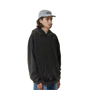 Wholesale Men's Acid Wash <b>Hoodies</b> 100% Cotton Blended Waterproof Anti-wrinkle Pocket Design <b>Fleece</b> Fabric Digital Printing Front - Product Image 2