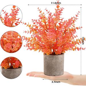 Lot de 2 plantes artificielles en pot d'eucalyptus de 14 pouces, petites décorations d'automne pour la maison, les étagères, le bureau, la salle de bain, le bureau ou la ferme - Product Image 6