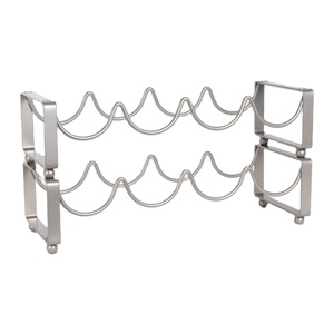 Porte-bouteilles à vin en acier de haute qualité pour 8 bouteilles, support de comptoir en métal, organisateur de rangement pour vin, design vague argentée, pour cuisine et bar. - Product Image 1