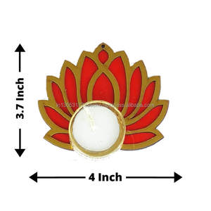 Juego de Rangoli de Flor de Loto Tradicional de Metal Multicolor, Hecho a Mano, Ecológico, Decoración para el Hogar, Portavelas para Diwali, Recuerdo de Boda - Product Image 3