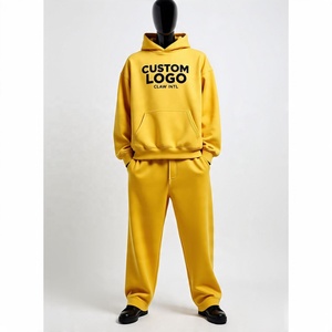 Wholesale Heavyweight Cotton Blank Baggy <b>Zip</b> up Hoodies Sweatsuits Unisex Sets Logo Custom Streetwear 500 Gsm Tracksuit - Product Image 5