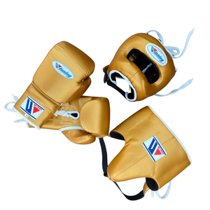 Winning Boxing Gear Set Cowhide Leather Laced up Training <b>Gloves</b> breathable quickdry Headgear Groin Guard OEM supplier - Product Image 3