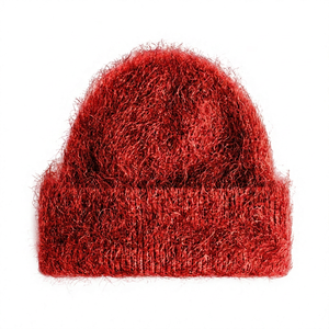 Gorro de Invierno Personalizado con Logotipo, al por Mayor, Rojo, Afelpado, Transpirable, Impermeable, Estilo Mohair, Informal, Y2K, de Lujo, de Diseñador - Product Image 1
