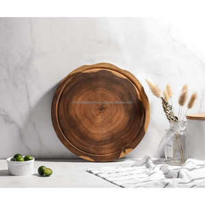 Planche à découper en bois de voyage de camping Forme ronde en bois écologique Planche à découper personnalisée Finition naturelle et logo personnalisé - Product Image 2