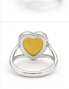 Ha Gems Sterling <b>Silver</b> Oyster Stone Heart-Shaped Oval <b>Ring</b> for <b>Men</b>/Unisex/Women-Original Style Everyday Wear Anniversary - Product Image 2