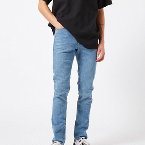 Jeans de mezclilla para hombre, los más vendidos, de corte recto, lavado a la piedra, transpirables, lisos, de punto, de cintura media, lavado medio, estilo casual - Product Image 4