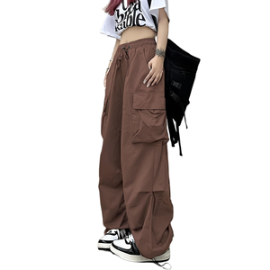 Custom Logo Breathable Mid Waist Winter Cargo Pants Women Oversized Fashion Streetwear <b>Trousers</b> Loose Fit Pants with Pockets - Product Image 5
