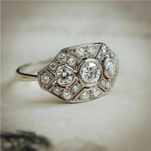 1 CT Moissanite Vintage Art Deco <b>Emerald</b> Cut Engagement <b>Ring</b> Rhodium Plated Sterling <b>Silver</b> Prong Setting Gift for Wedding - Product Image 1