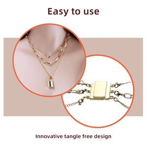 Hot bán nhiều lớp từ vòng cổ và vòng đeo tay móc cài với tôm hùm <span class=keywords><strong>Clasp</strong></span> đóng cửa 2-3 hàng hình vuông 14K mạ vàng - Product Image 4