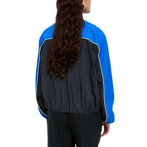 Veste coupe-vent en nylon bicolore personnalisée pour femme, fermeture éclair sur le devant, manches longues, vêtements d'extérieur décontractés - Product Image 2