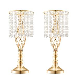 Set di 12 Vasi Dorati in Metallo da 49cm/19,3FT per Centrotavola Matrimoniale, Supporto Alto per Fiori con Cristalli, Decorazioni da Tavolo per Matrimoni - Product Image 2