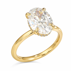 Anillo de Compromiso de Oro Sólido de 14K con Diamante Ovalado Cultivado en Laboratorio de 2.5 CT, Anillo de Boda con Halo Oculto y Diamante Solitario, Regalo de Aniversario para Ella - Product Image 2