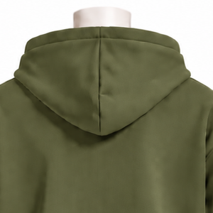 Sudadera con capucha verde oliva personalizada para hombre, con cremallera, apliques de letras en chenilla, forro polar grueso, estilo casual oversize, ropa urbana. - Product Image 4