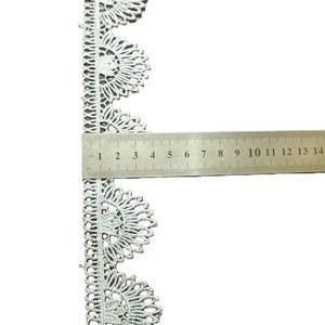 Wholesale Eco-Friendly <b>White</b> Floral Embroidery <b>Lace</b> Trim 4cm Scalloped Edge Polyester Ribbon for Bags Gifts Sewing Garment - Product Image 2