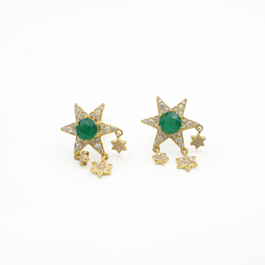 925 Sterling Silver Natural Green <b>Onyx</b> Pendant & <b>Earring</b> Set Gold Plated OEM ODM Fine Jewelry - Product Image 5