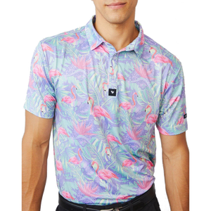 Chemise à manches courtes bleue pour homme, en tissu tricoté respirant et à séchage rapide, coupe classique, style décontracté, style golf, 100% polyester - Product Image 3