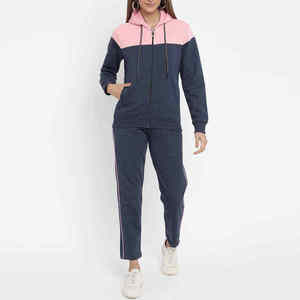 Wholesale Custom Women Winter <b>Tracksuit</b> 100% Cotton Hooded Fleece Streetwear Breathable Lightweight - Product Image 2
