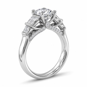 Anillo de compromiso de plata 925 para mujer con diamante talla brillante redonda, engaste de puntas, banda pavé, estilo clásico, certificado IGI - Product Image 4