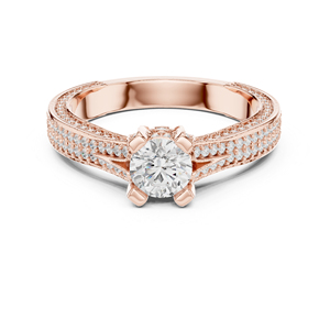 แหวนเพชรทรงกลมทองคำ 14K สีเหลืองทอง สำหรับผู้หญิง สวมใส่ในงานปาร์ตี้ เพชรเพาะเลี้ยงใหม่ - Product Image 2