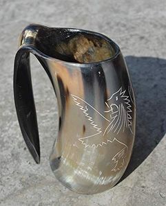 Mug Viking artisanal en corne de buffle véritable, écologique et poli, pour hommes et femmes |   Décoration d'intérieur rustique tendance - Product Image 4