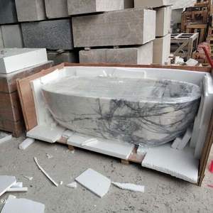 Bañera Independiente de Mármol Natural Tallada a Mano de Lujo, con Desagüe, Ecológica, Estilo Europeo Rústico, para Hotel o Apartamento - Product Image 3