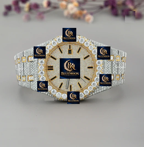 Reloj de Lujo Hip Hop de Acero Inoxidable Mecánico con Diamantes Moissanite Azules y Oro Rosa, Unisex, Cristal de Zafiro, 42mm, 3BAR - Product Image 2