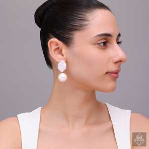 Boucles d'oreilles suspendues élégantes perle MOP de PRAO Accessoire décoratif éblouissant - Product Image 3