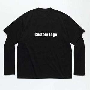 เสื้อยืดแขนยาวสองชั้นคุณภาพสูงแบบสั่งทำจากผู้ผลิต OEM สำหรับผู้ชาย เสื้อโอเวอร์ไซส์ลำลองแบบเรียบ สำหรับสกรีนลาย - Product Image 3