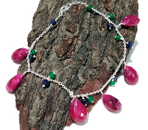 Bracelet statement fait main en argent sterling avec rubis rouge naturel - Product Image 3