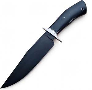 Couteau utilitaire à lame fixe personnalisé noir mat, manche ergonomique en bois d'ébène, outil de découpe pour barbecue extérieur - Product Image 2