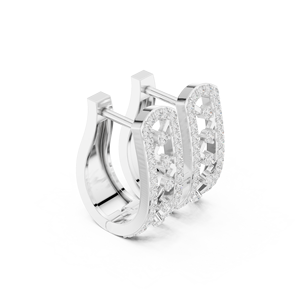 Boucles d'oreilles créoles Huggie tendance de luxe pour femme en or blanc 18 carats, multi-rangs, diamants de laboratoire certifiés couleur E, taille brillant, 0,39 ct - Product Image 4