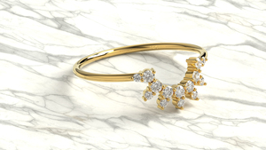 Elegant 18K Gold Plated <b>Crown</b> Curved Round Diamond <b>Ring</b> Sunburst Tiara <b>Ring</b> Stackable Engagement Band Jewelry Gift for Women - Product Image 3