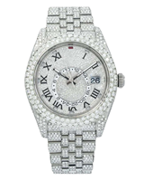 Montre de luxe pour homme en acier inoxydable avec diamants, analogique, mécanique, 42 mm, cadran rond, verre saphir, fermoir déployant, bracelet de 20 mm