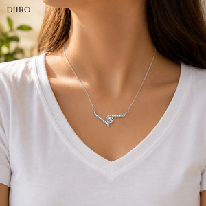 Collier en moissanite de qualité supérieure, élégant, à taille ronde, pour les fiançailles, cadeau, bijoux - Product Image 3