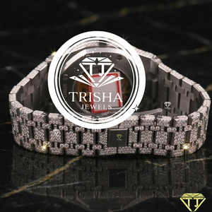 Reloj de Diamantes Moissanite Totalmente Cubierto de Piedras con Movimiento Mecánico Abierto y Brazalete de Piedras Premium para Hombre - Product Image 4