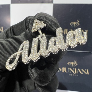 จี้เพชรโมอิสซาไนต์ VVS เงินแท้ 925 รูปตัวอักษร ชื่อ หรือโลโก้ สไตล์ฮิปฮอป สำหรับผู้ชาย แบบฝังเพชร งานสั่งทำพิเศษ เหมาะสำหรับงานปาร์ตี้ - Product Image 2