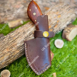 Cuchillo Skinner EDC de Acero de Damasco con Mango de Palisandro, Hoja de 8 Pulgadas con Punta Caída, Orificio para el Dedo, Uso Multiusos en Exteriores, DIY, OEM, Bajo MOQ - Product Image 6