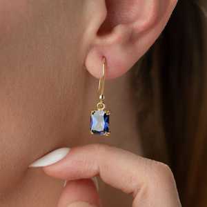 Tanzanite Drop Earrings <b>Emerald</b> Cut December Birthstone 925 Sterling Silver 14K Gold Plated Deep Blue Dangle Jewelry - Product Image 5