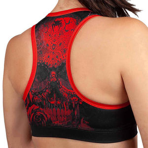 Concevez votre propre soutien-gorge de sport pour femme à imprimé floral rouge et noir, dos nageur, haute maintien, pour le yoga et l'entraînement - Product Image 5